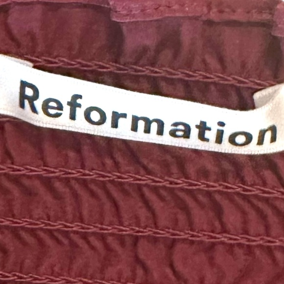 Reformation Chamomile Puff Sleeved Silk Satin Top Blouse Plum Burgundy Size XS - Picture 9 of 13